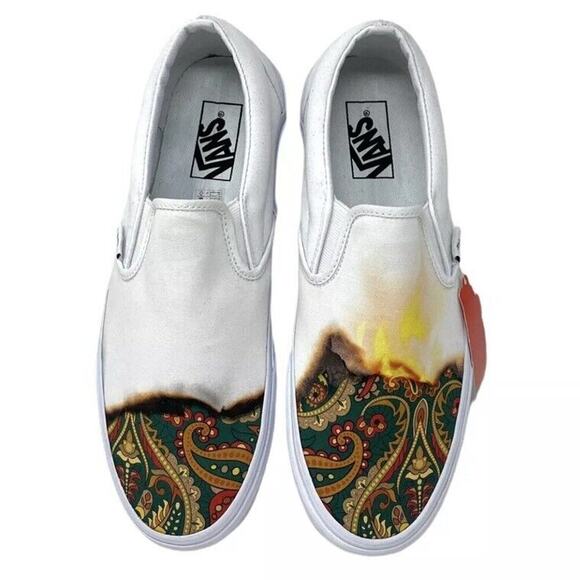 New VANS OFF THE WALL SHOES SLIP ON CANVAS PAISLEY SZ 5 WOMAN SKATER OLD SKOOL - Picture 2 of 11